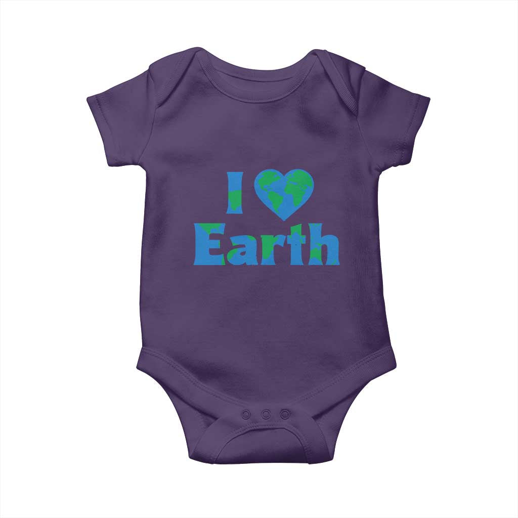 Earth Day Environmental Activism Baby Onesie I Love Earth TS12 Purple Print Your Wear