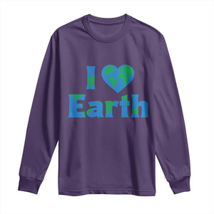 Earth Day Environmental Activism Long Sleeve Shirt I Love Earth TS12 Purple Print Your Wear