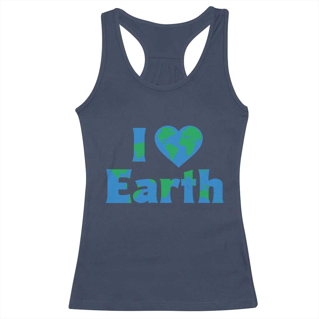 Earth Day Environmental Activism Racerback Tank Top I Love Earth TS12 Navy Print Your Wear