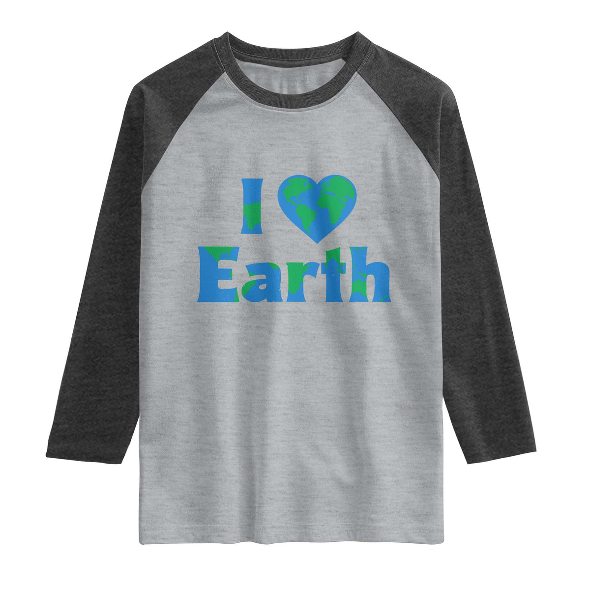 Earth Day Environmental Activism Raglan Shirt I Love Earth TS12 Heather Gray Heather Charcoal Print Your Wear