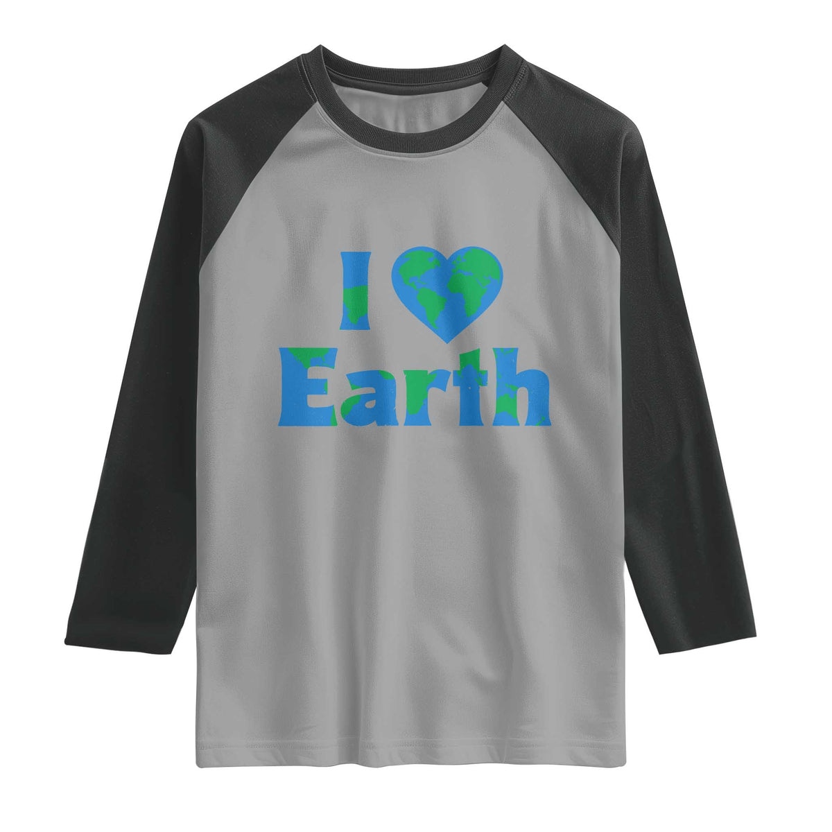 Earth Day Environmental Activism Raglan Shirt I Love Earth TS12 Sport Gray Black Print Your Wear