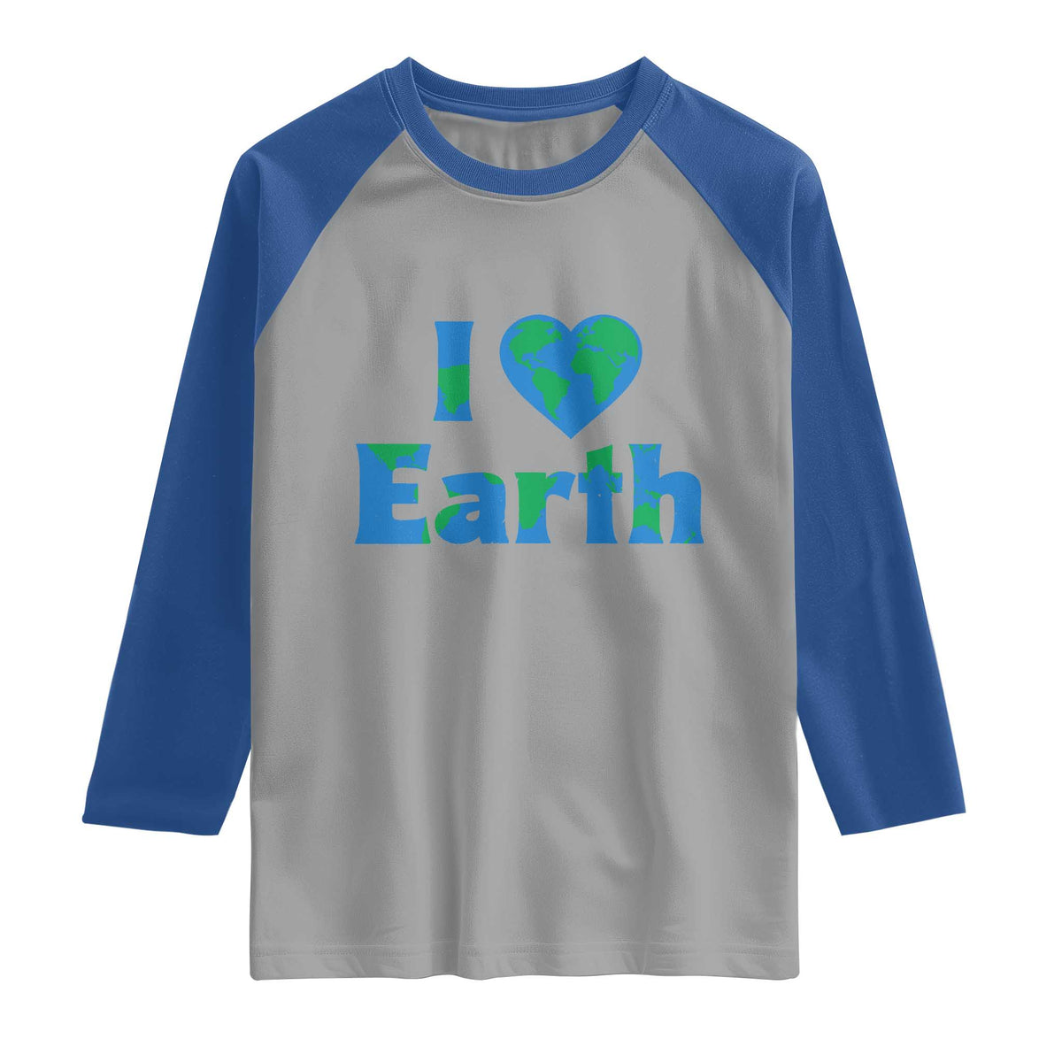 Earth Day Environmental Activism Raglan Shirt I Love Earth TS12 Sport Gray Royal Print Your Wear