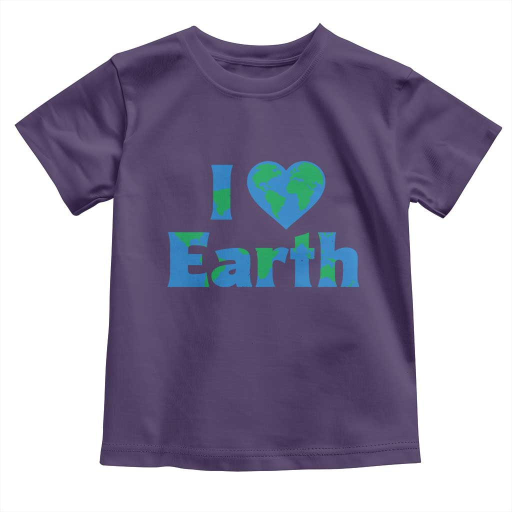 Earth Day Environmental Activism Toddler T Shirt I Love Earth TS12 Purple Print Your Wear