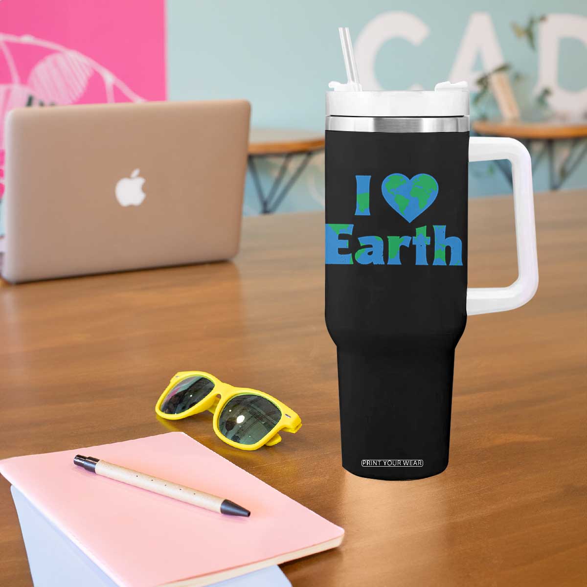 Earth Day Environmental Activism Tumbler With Handle I Love Earth TS12 Print Your Wear