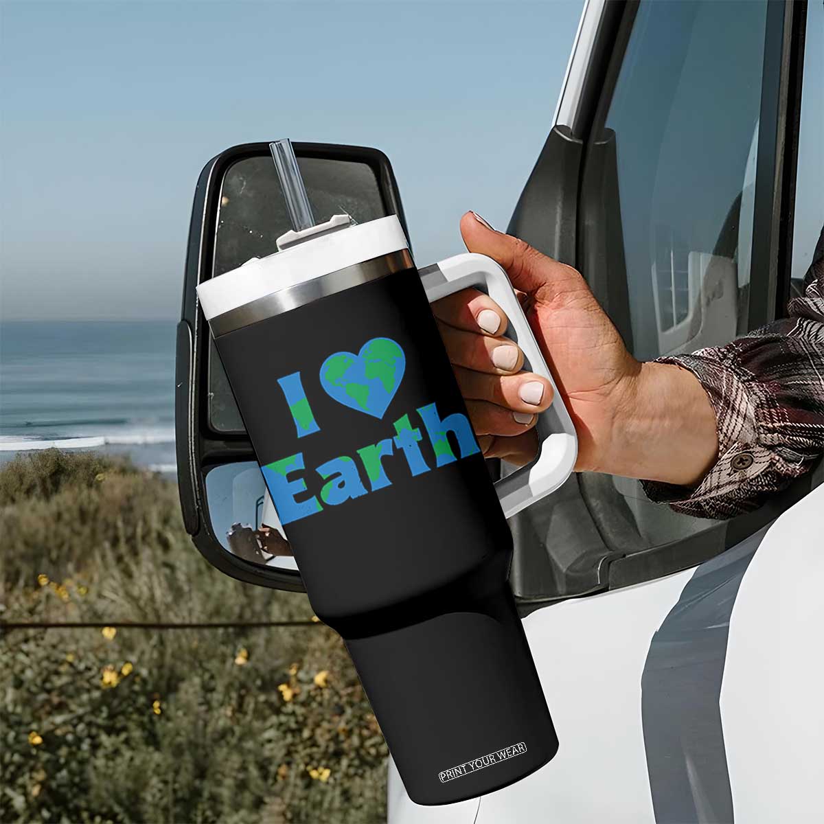 Earth Day Environmental Activism Tumbler With Handle I Love Earth TS12 Print Your Wear