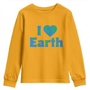 Earth Day Environmental Activism Youth Sweatshirt I Love Earth TS12 Gold Print Your Wear