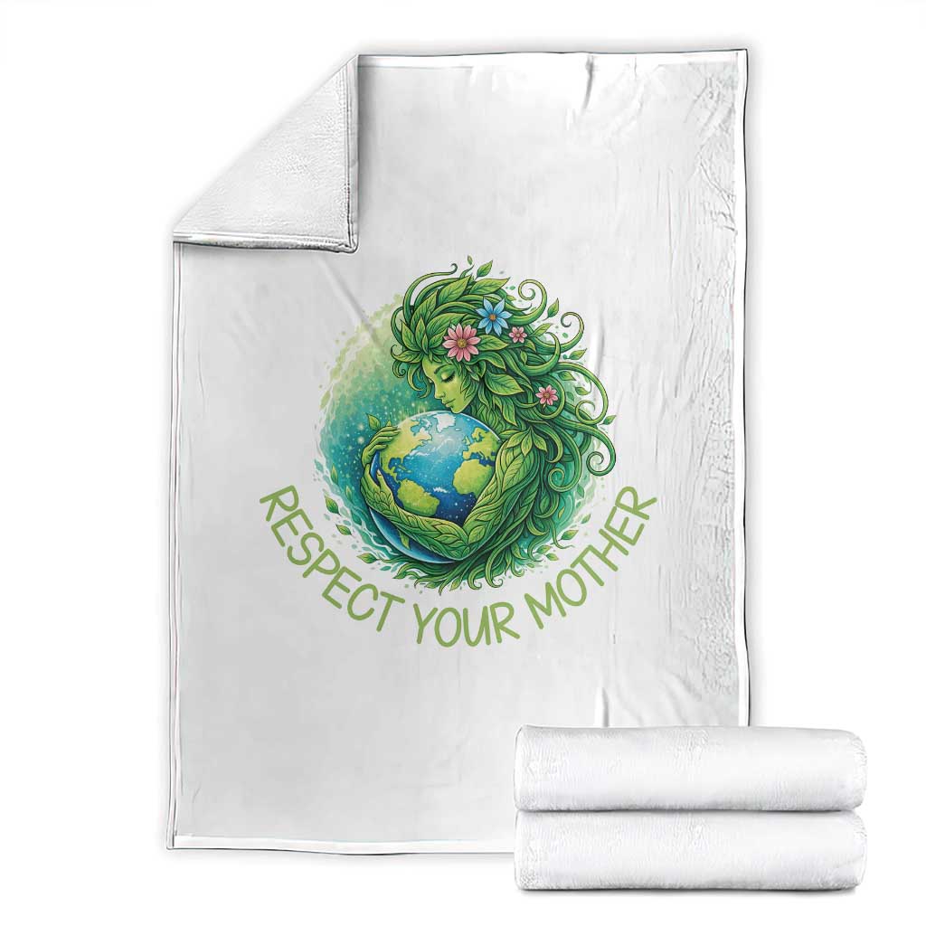 Respect Your Mother Throw Blanket Earth Mother Hugging Planet TS12 White Print Your Wear