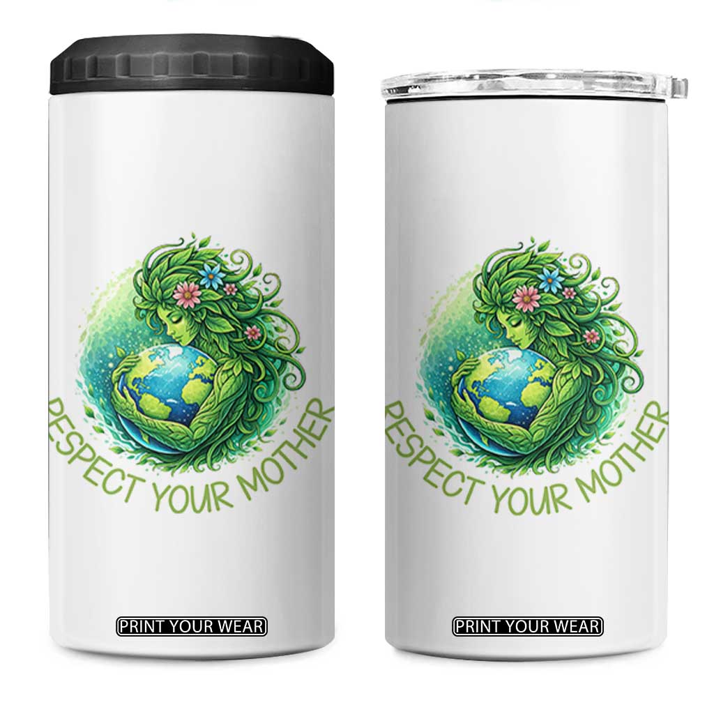 Respect Your Mother 4 in 1 Can Cooler Tumbler Earth Mother Hugging Planet TS12 One Size: 16 oz White Print Your Wear
