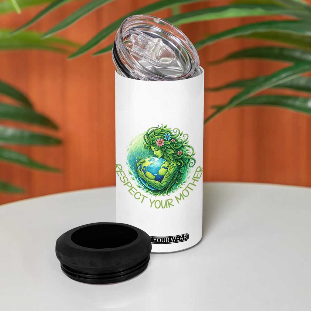 Respect Your Mother 4 in 1 Can Cooler Tumbler Earth Mother Hugging Planet TS12 Print Your Wear