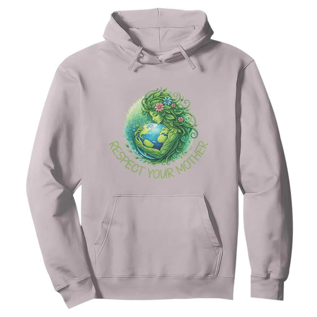 Respect Your Mother Hoodie Earth Mother Hugging Planet TS12 Ice Gray Print Your Wear