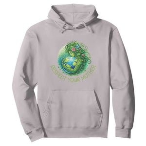 Respect Your Mother Hoodie Earth Mother Hugging Planet TS12 Ice Gray Print Your Wear