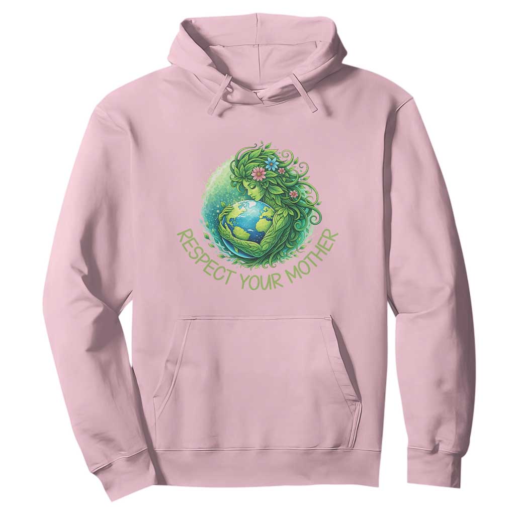 Respect Your Mother Hoodie Earth Mother Hugging Planet TS12 Light Pink Print Your Wear