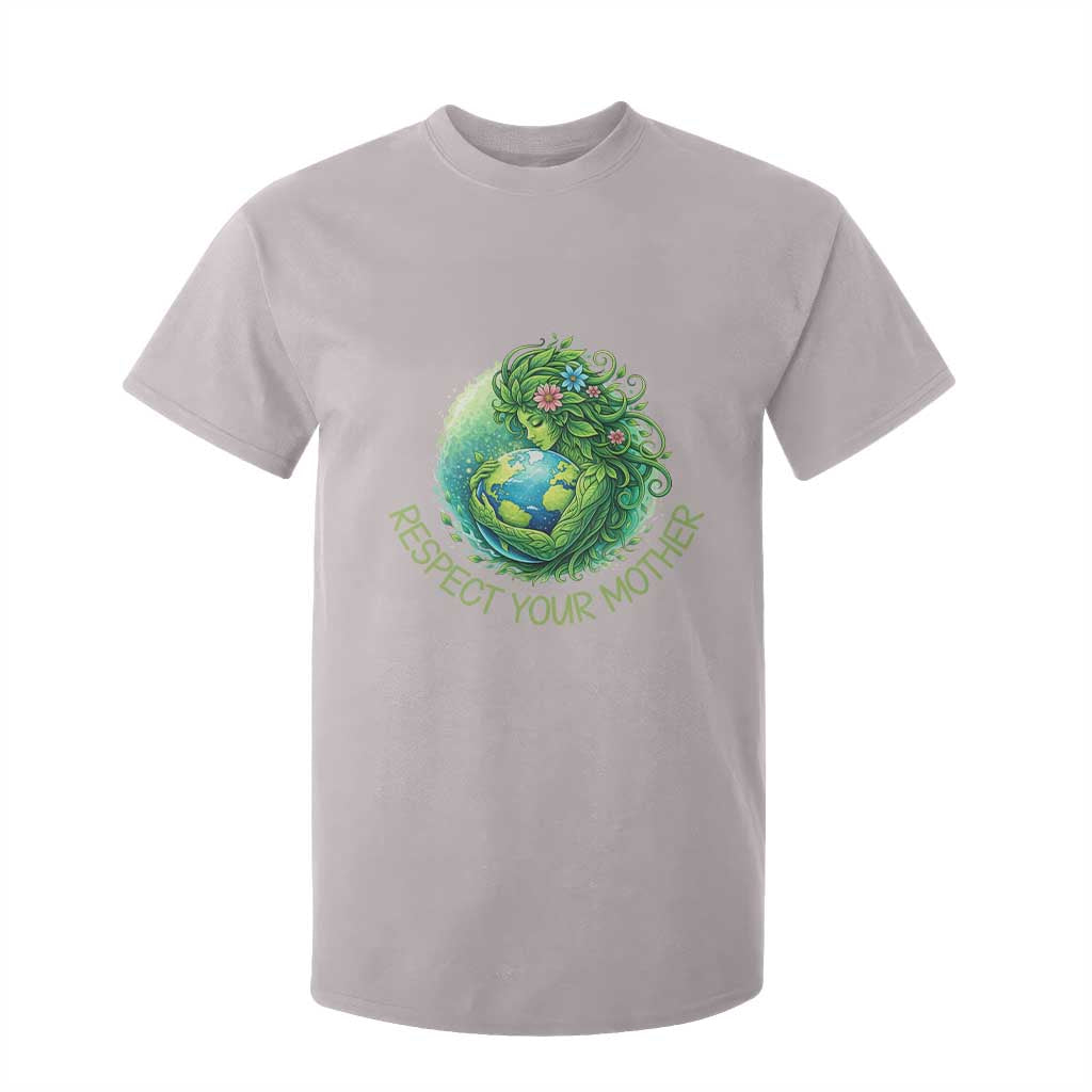 Respect Your Mother T Shirt For Kid Earth Mother Hugging Planet TS12 Ice Gray Print Your Wear