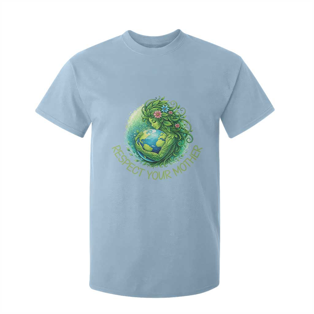 Respect Your Mother T Shirt For Kid Earth Mother Hugging Planet TS12 Light Blue Print Your Wear