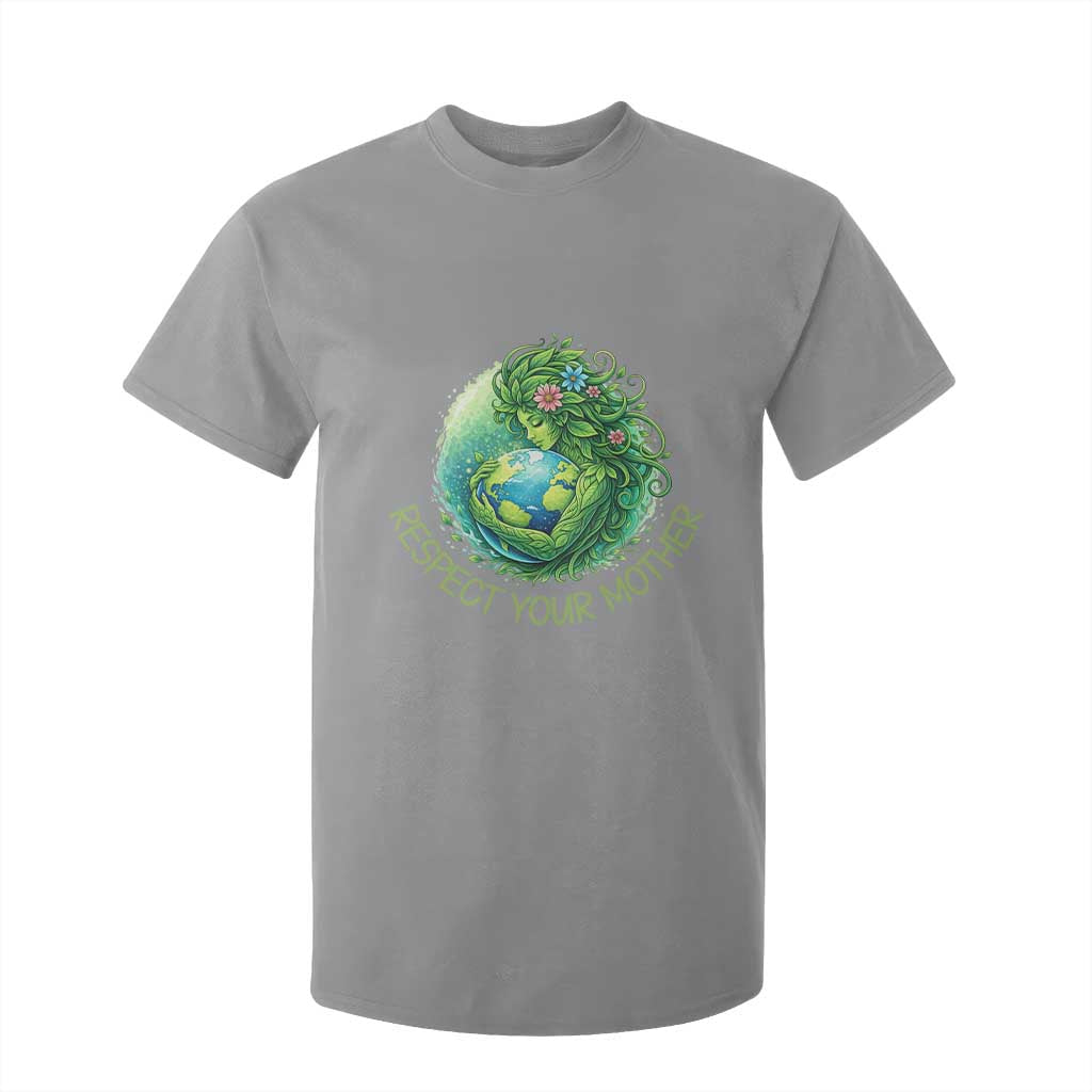 Respect Your Mother T Shirt For Kid Earth Mother Hugging Planet TS12 Sport Gray Print Your Wear