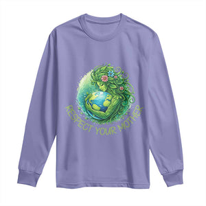 Respect Your Mother Long Sleeve Shirt Earth Mother Hugging Planet TS12 Violet Print Your Wear