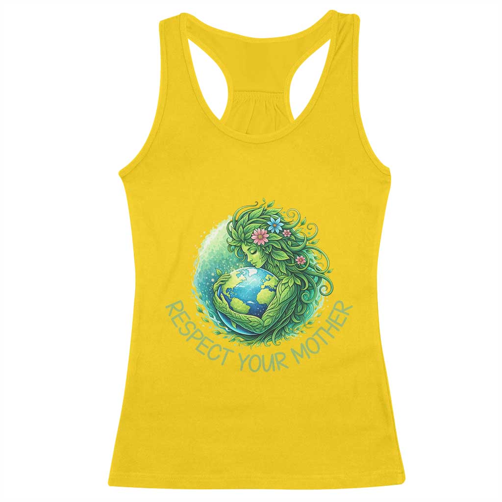 Respect Your Mother Racerback Tank Top Earth Mother Hugging Planet TS12 Daisy Print Your Wear