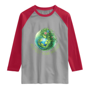 Respect Your Mother Raglan Shirt Earth Mother Hugging Planet TS12 Sport Gray Red Print Your Wear