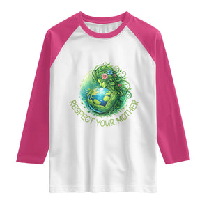 Respect Your Mother Raglan Shirt Earth Mother Hugging Planet TS12 White Heliconia Print Your Wear