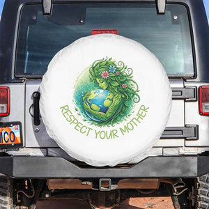 Respect Your Mother Spare Tire Cover Earth Mother Hugging Planet TS12 No hole White Print Your Wear