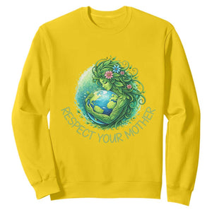 Respect Your Mother Sweatshirt Earth Mother Hugging Planet TS12 Daisy Print Your Wear