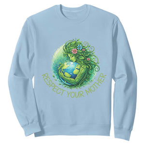 Respect Your Mother Sweatshirt Earth Mother Hugging Planet TS12 Light Blue Print Your Wear