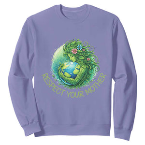 Respect Your Mother Sweatshirt Earth Mother Hugging Planet TS12 Violet Print Your Wear