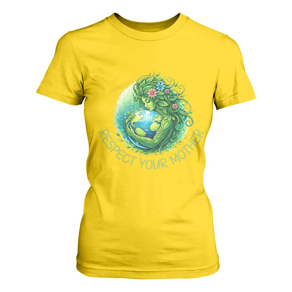 Respect Your Mother T Shirt For Women Earth Mother Hugging Planet TS12 Daisy Print Your Wear