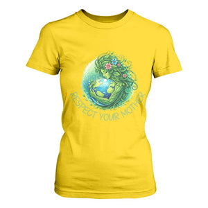 Respect Your Mother T Shirt For Women Earth Mother Hugging Planet TS12 Daisy Print Your Wear