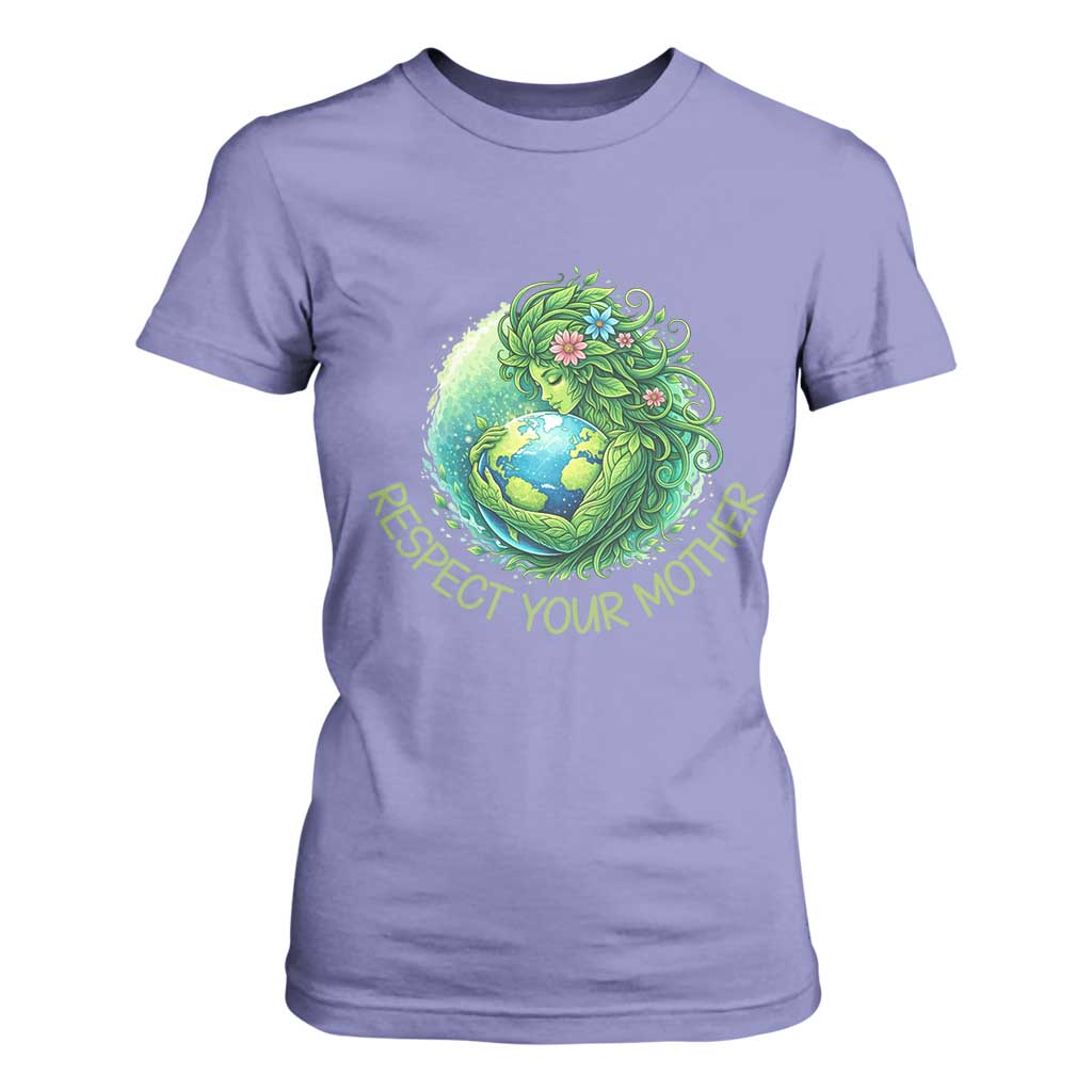 Respect Your Mother T Shirt For Women Earth Mother Hugging Planet TS12 Violet Print Your Wear