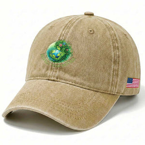 Respect Your Mother Washed Cotton Baseball Cap Earth Mother Hugging Planet TS12 Print Your Wear