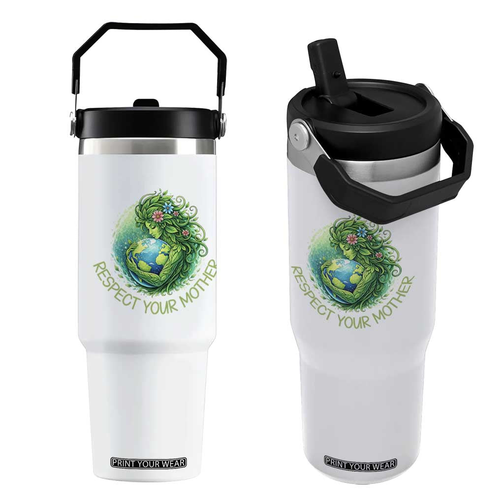 Respect Your Mother Flip Straw Tumbler Earth Mother Hugging Planet TS12 One Size: 30 oz White Print Your Wear