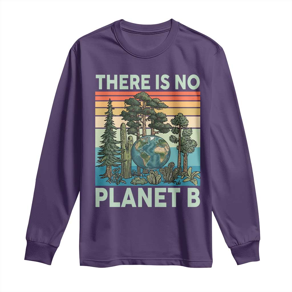 Vintage There Is No Planet B Earth Day Gift Long Sleeve Shirt TS12 Purple Print Your Wear