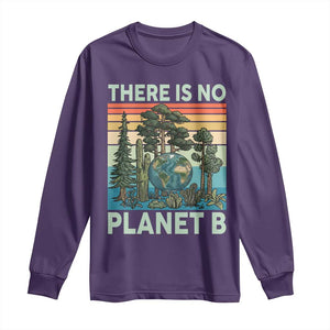 Vintage There Is No Planet B Earth Day Gift Long Sleeve Shirt TS12 Purple Print Your Wear