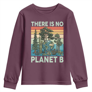 Vintage There Is No Planet B Earth Day Gift Youth Sweatshirt TS12 Maroon Print Your Wear