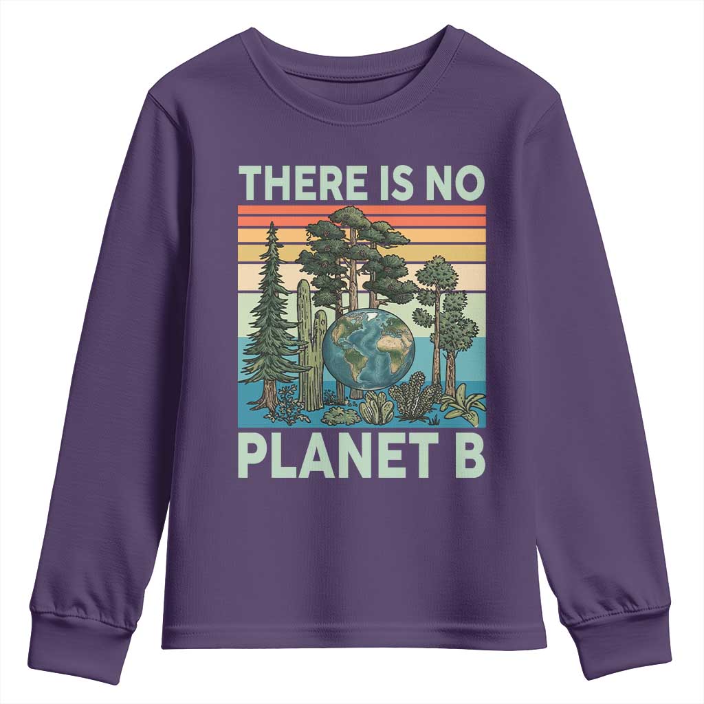 Vintage There Is No Planet B Earth Day Gift Youth Sweatshirt TS12 Purple Print Your Wear