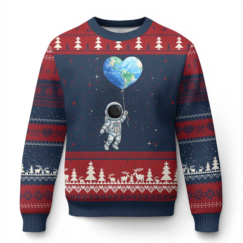 Astronaut Protect The Planet Ugly Christmas Sweater Earth Day Gift TS12 Navy Red Print Your Wear
