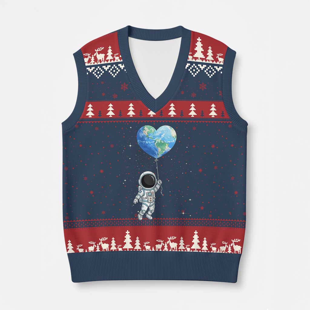 Astronaut Protect The Planet V-Neck Knit Sweater Vest Earth Day Gift TS12 Navy Red Print Your Wear