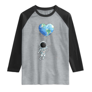 Astronaut Protect The Planet Raglan Shirt Earth Day Gift TS12 Heather Gray Black Print Your Wear