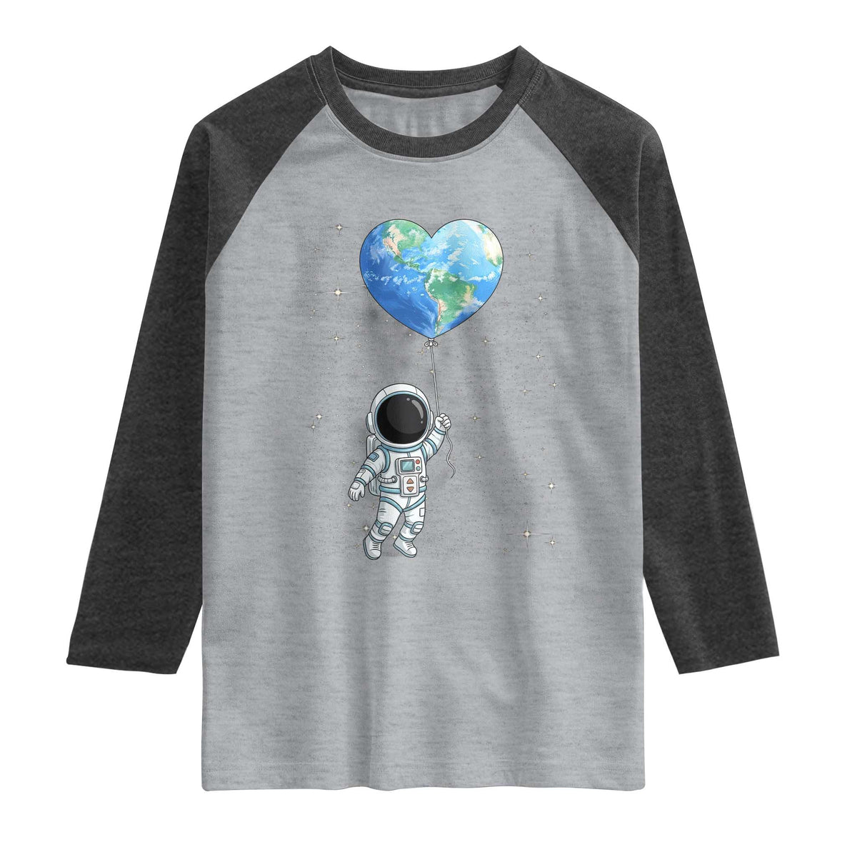 Astronaut Protect The Planet Raglan Shirt Earth Day Gift TS12 Heather Gray Heather Charcoal Print Your Wear