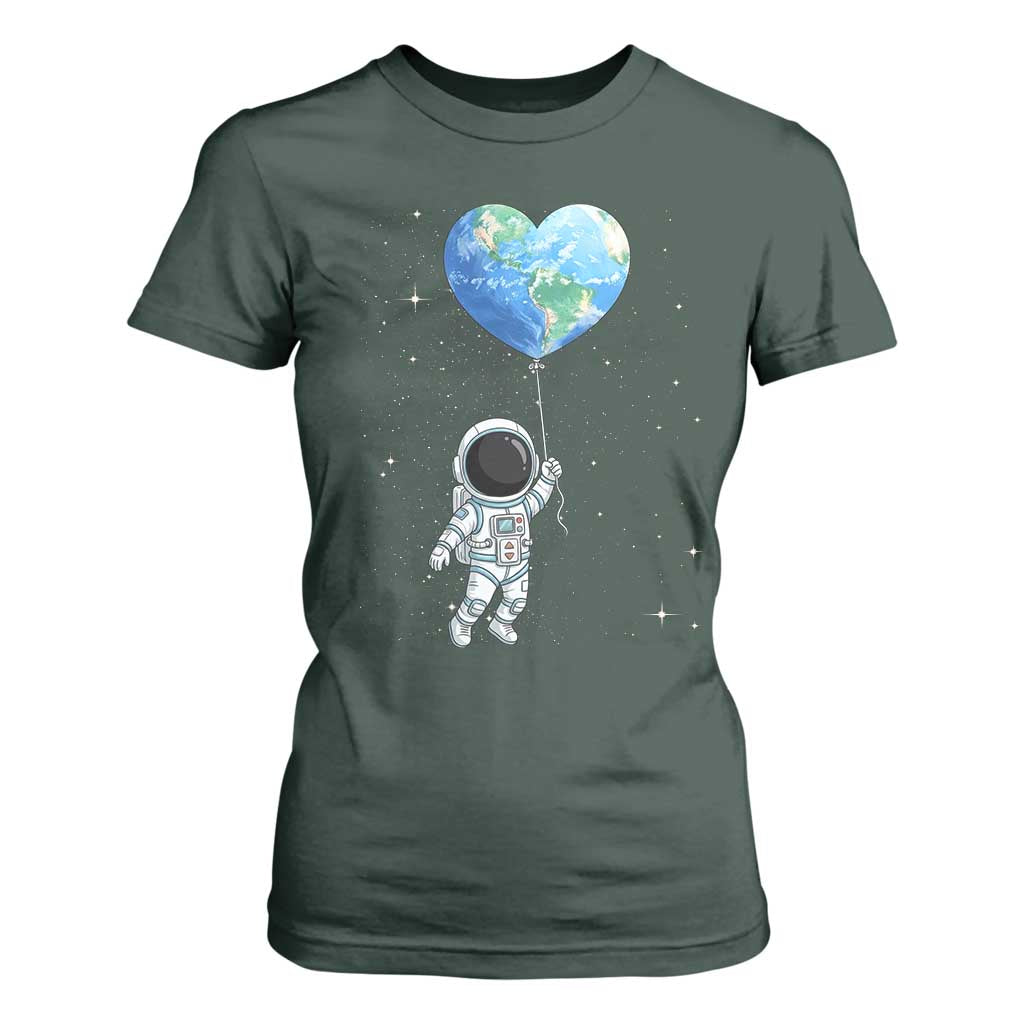 Astronaut Protect The Planet T Shirt For Women Earth Day Gift TS12 Dark Forest Green Print Your Wear