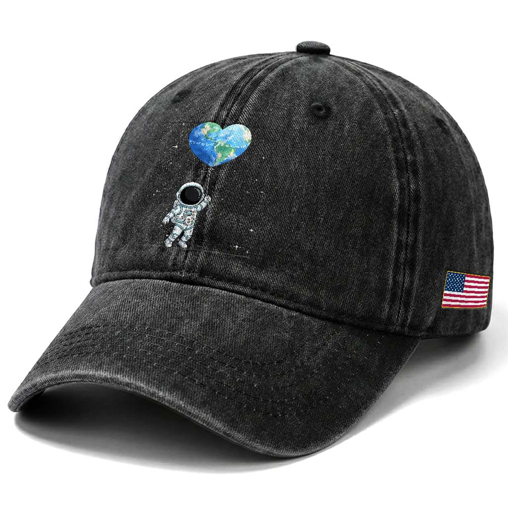 Astronaut Protect The Planet Washed Cotton Baseball Cap Earth Day Gift TS12 Print Your Wear
