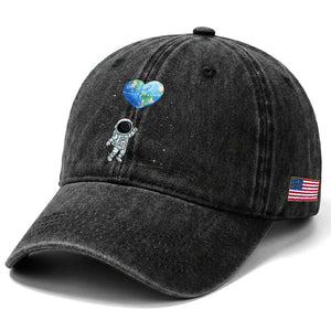 Astronaut Protect The Planet Washed Cotton Baseball Cap Earth Day Gift TS12 Print Your Wear