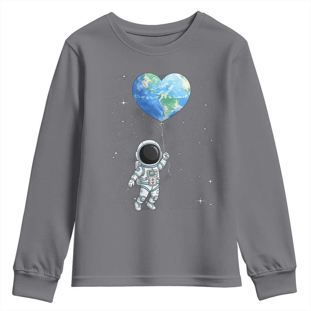 Astronaut Protect The Planet Youth Sweatshirt Earth Day Gift TS12 Charcoal Print Your Wear