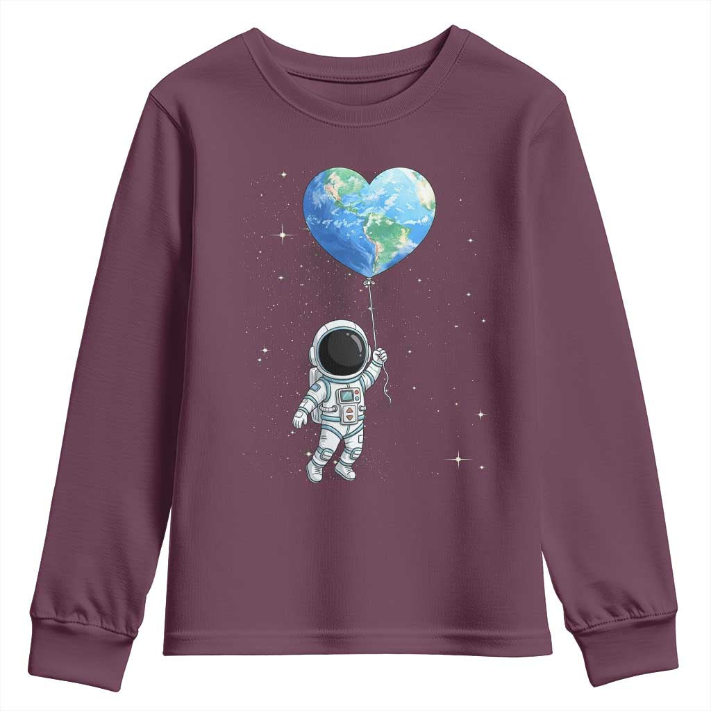 Astronaut Protect The Planet Youth Sweatshirt Earth Day Gift TS12 Maroon Print Your Wear