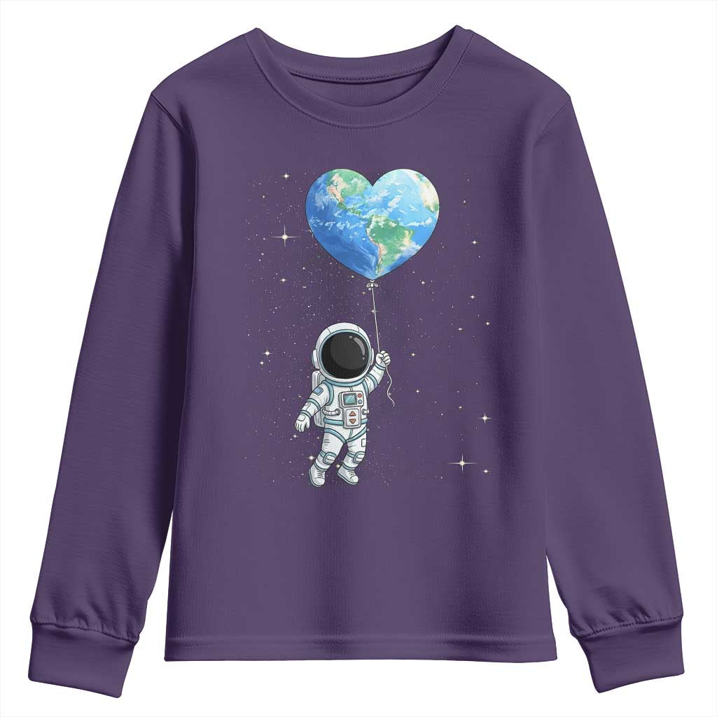 Astronaut Protect The Planet Youth Sweatshirt Earth Day Gift TS12 Purple Print Your Wear