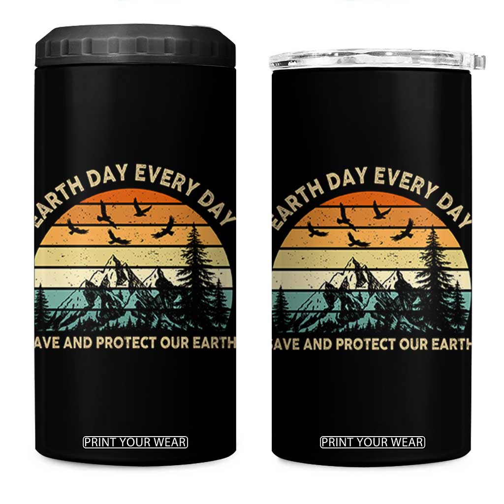 Earth Day Everyday 4 in 1 Can Cooler Tumbler Save And Protect Our Earth TS12 One Size: 16 oz Black Print Your Wear