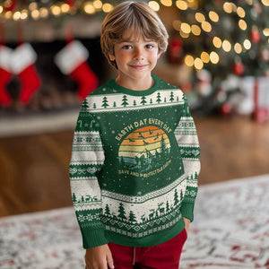 Earth Day Everyday Ugly Christmas Sweater Save And Protect Our Earth TS12 Forest Green Beige Print Your Wear