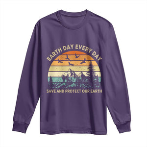 Earth Day Everyday Long Sleeve Shirt Save And Protect Our Earth TS12 Purple Print Your Wear
