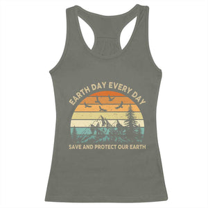 Earth Day Everyday Racerback Tank Top Save And Protect Our Earth TS12 Military Green Print Your Wear